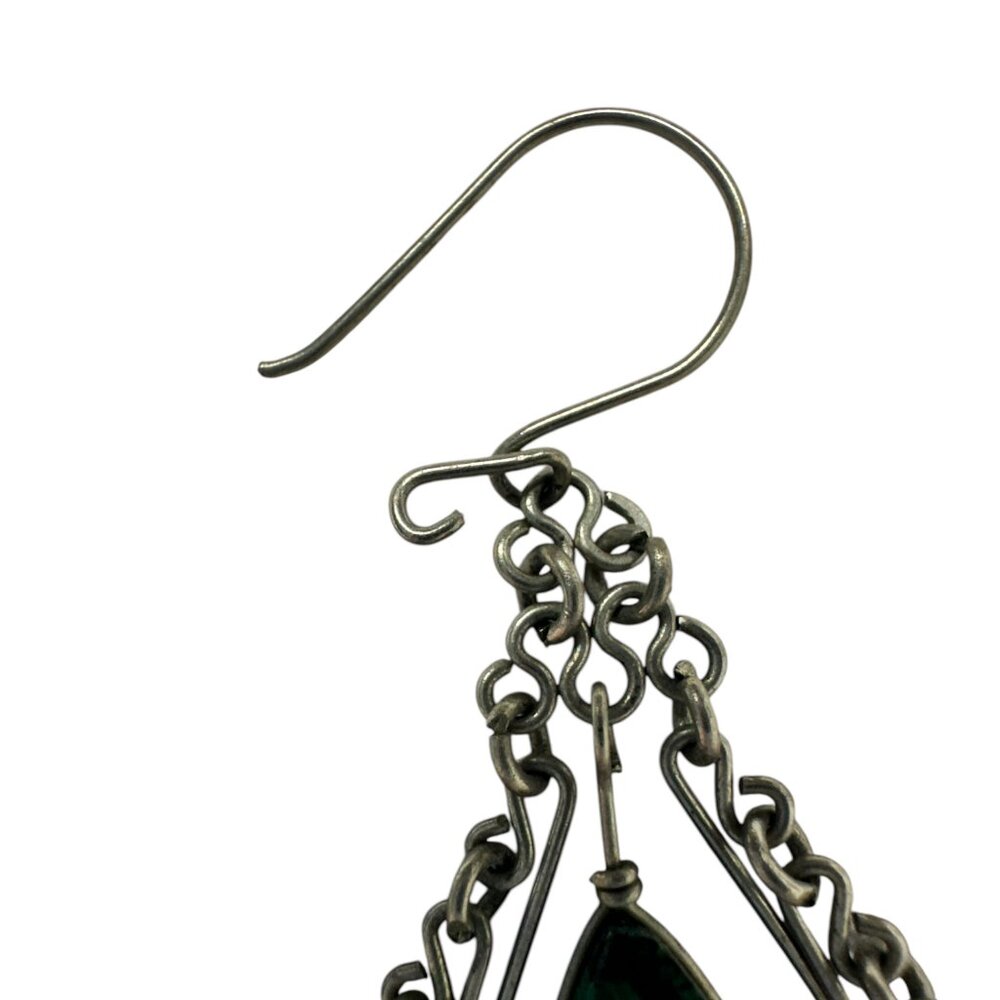 Malachite and Silver Dangle Earrings - Picture 6 of 6
